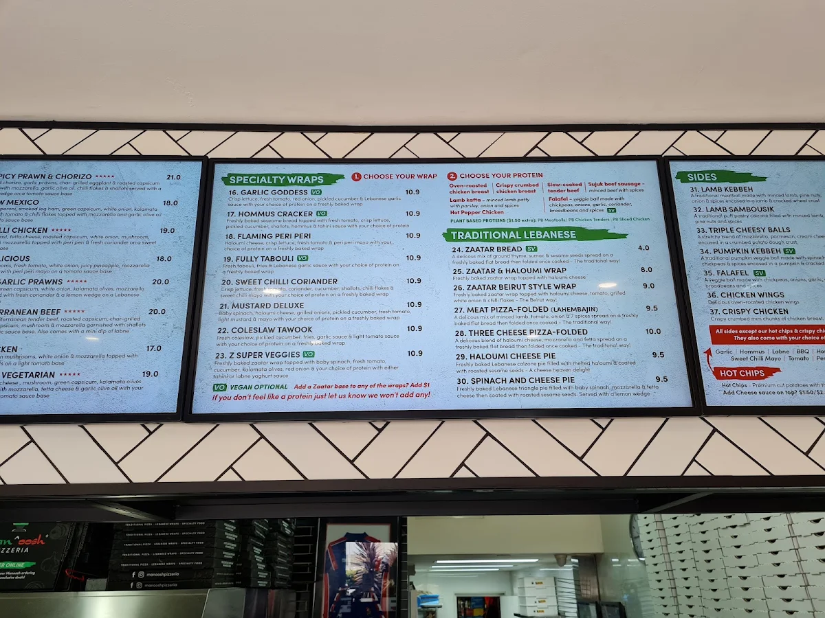 Menu, OOSHMAN Revesby