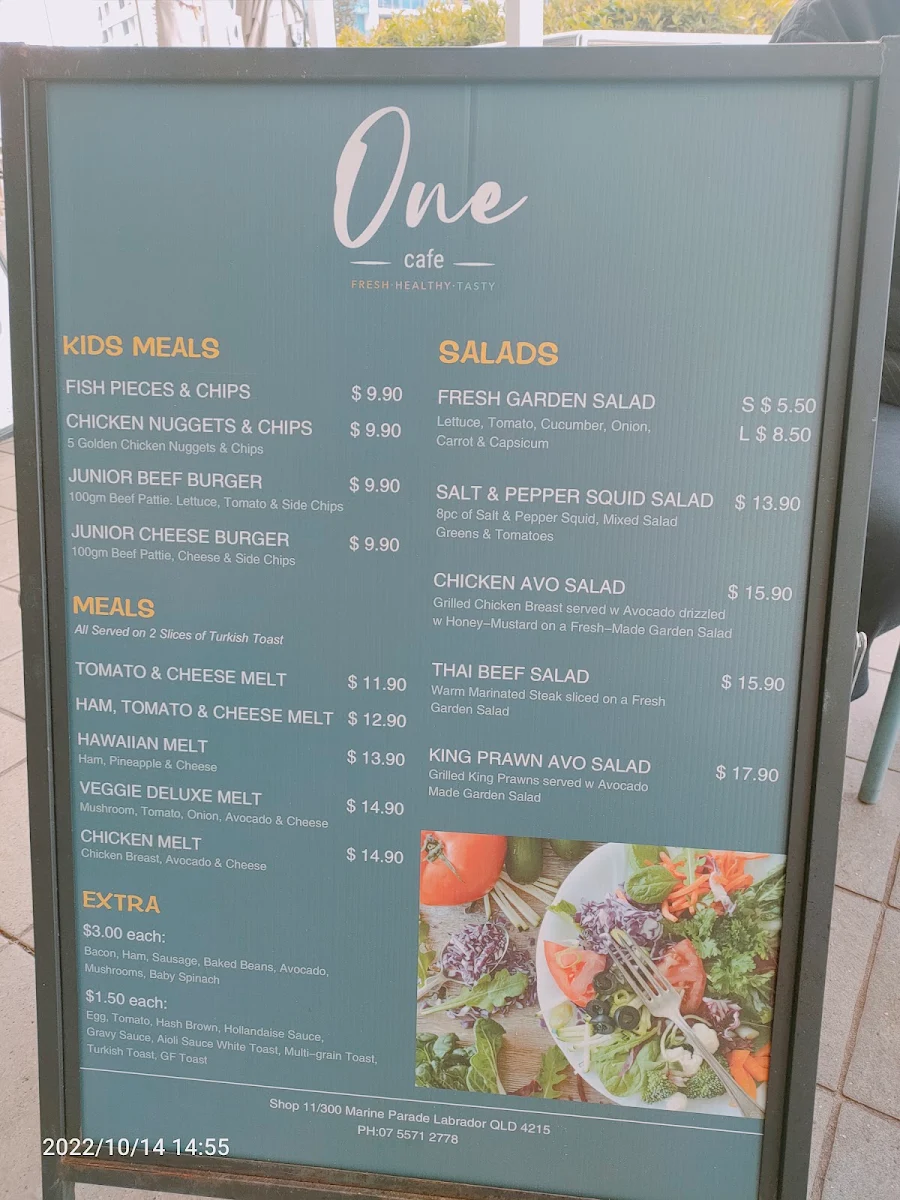 Menu, Cafe Gold Coast