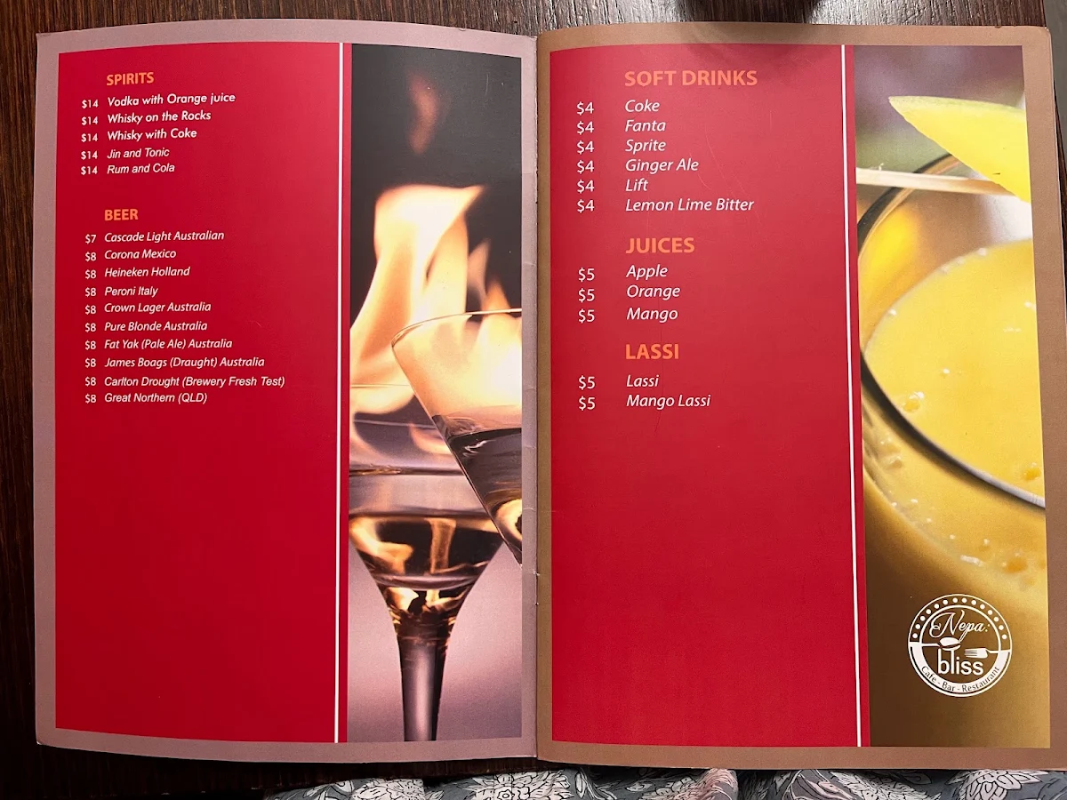 Menu, Nepa Bliss - Rye Modern Indian & Nepalese Cuisine