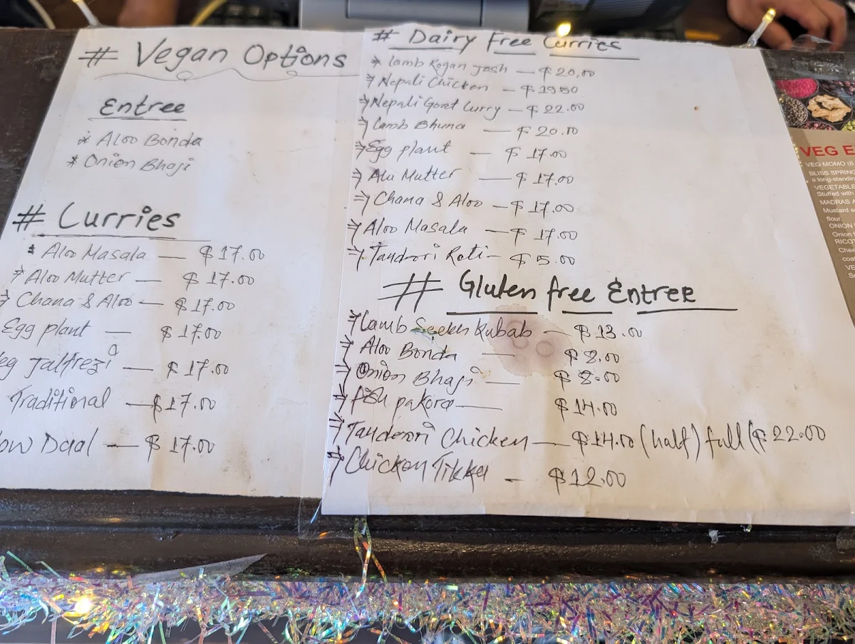 Menu, Nepa Bliss - Rye Modern Indian & Nepalese Cuisine