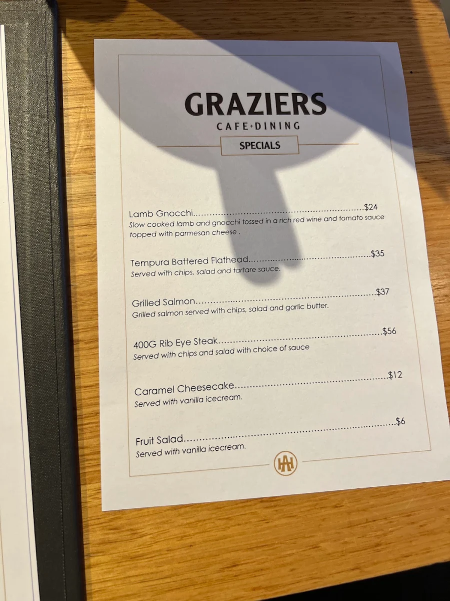 Menu, Austral Hotel
