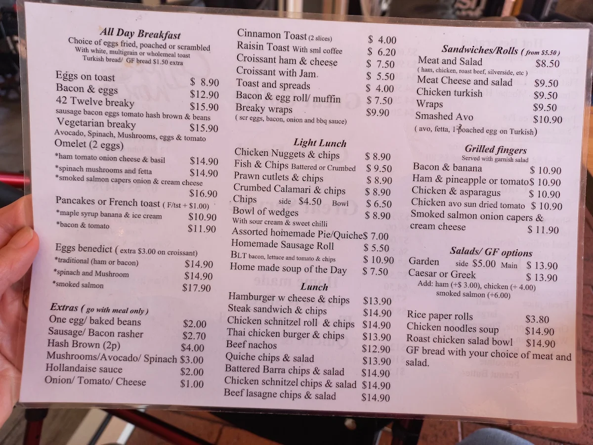 Menu, Coffeehouse 42Twelve