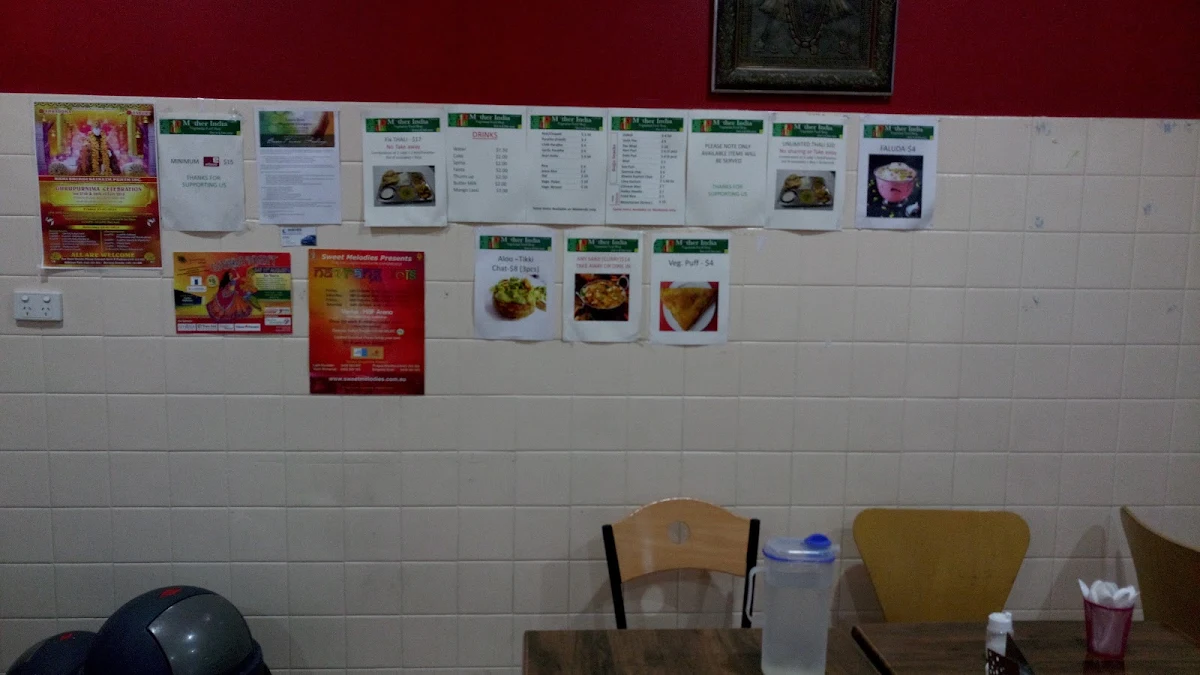 Menu, Mother India Vegetarian