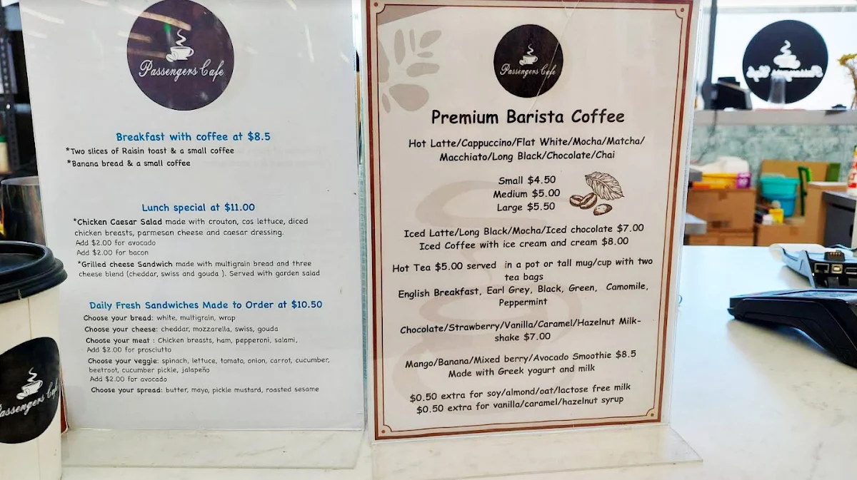 Menu, Passengers Cafe