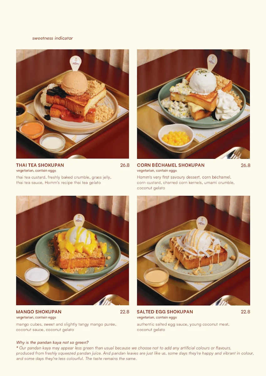 Menu, Homm Dessert Sunshine