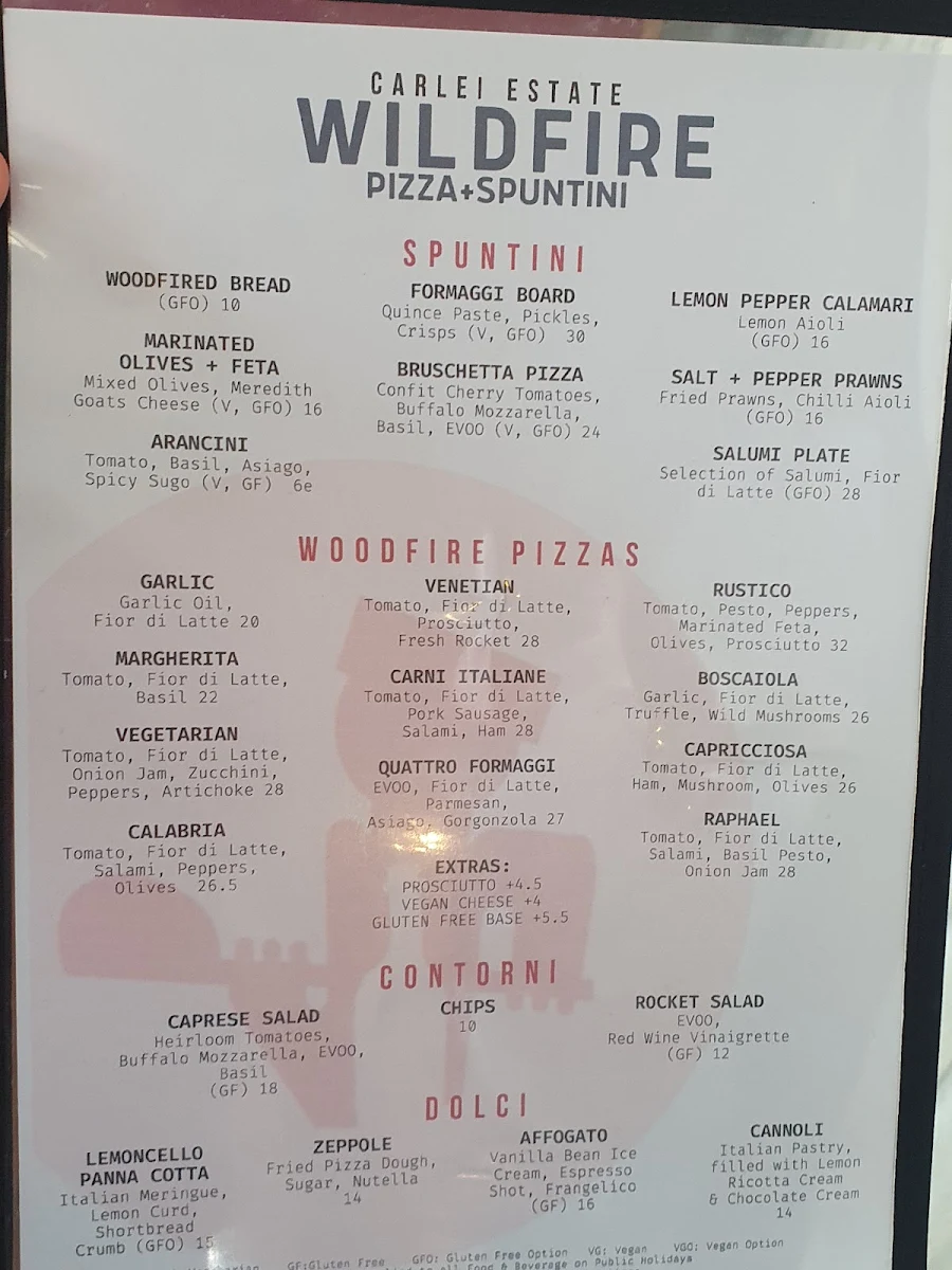 Menu, Pine Grove Hotel