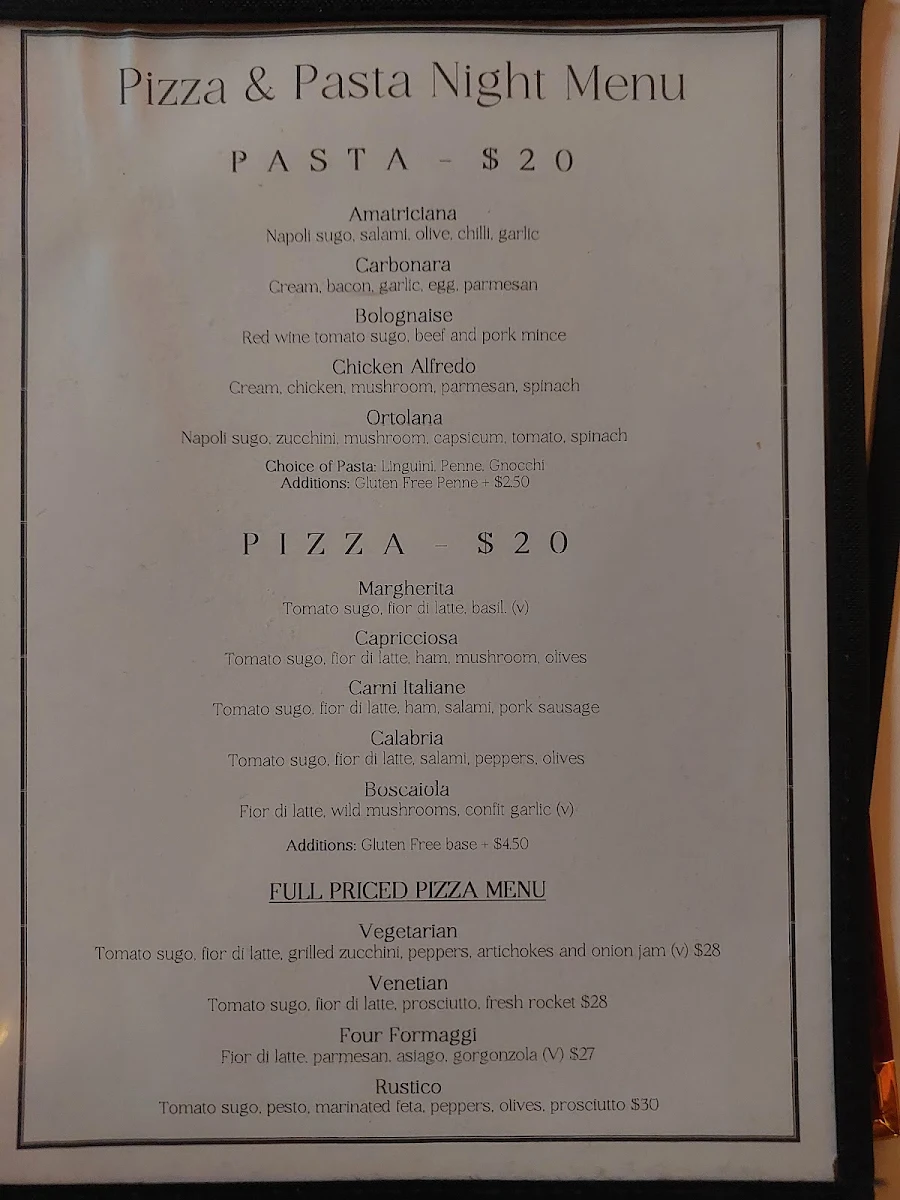 Menu, Pine Grove Hotel