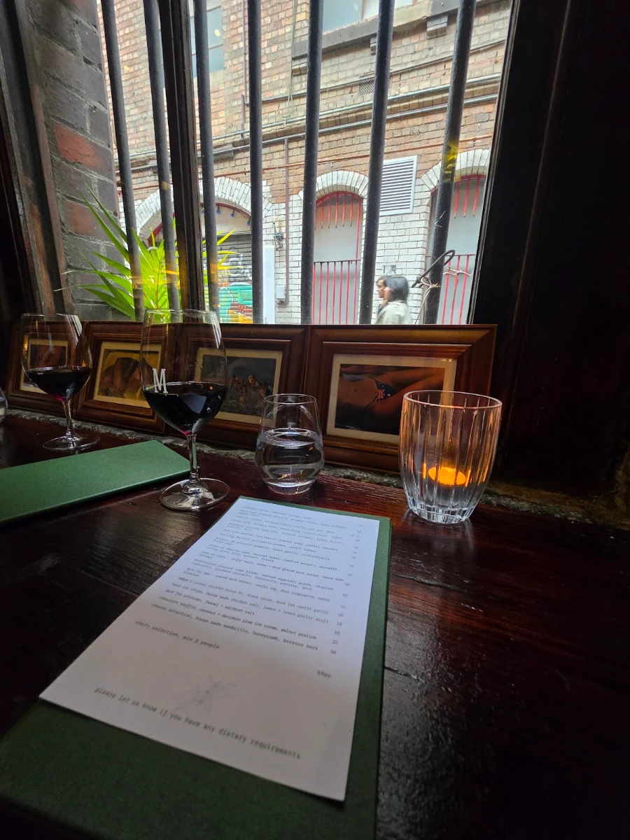 Menu, Myrtle Wine Bar