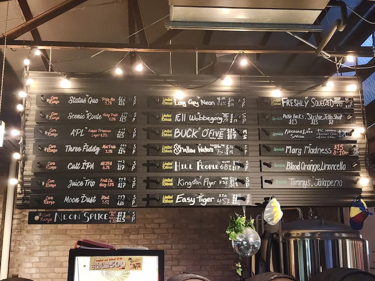 Menu, Mountain Culture Brewery - Redfern