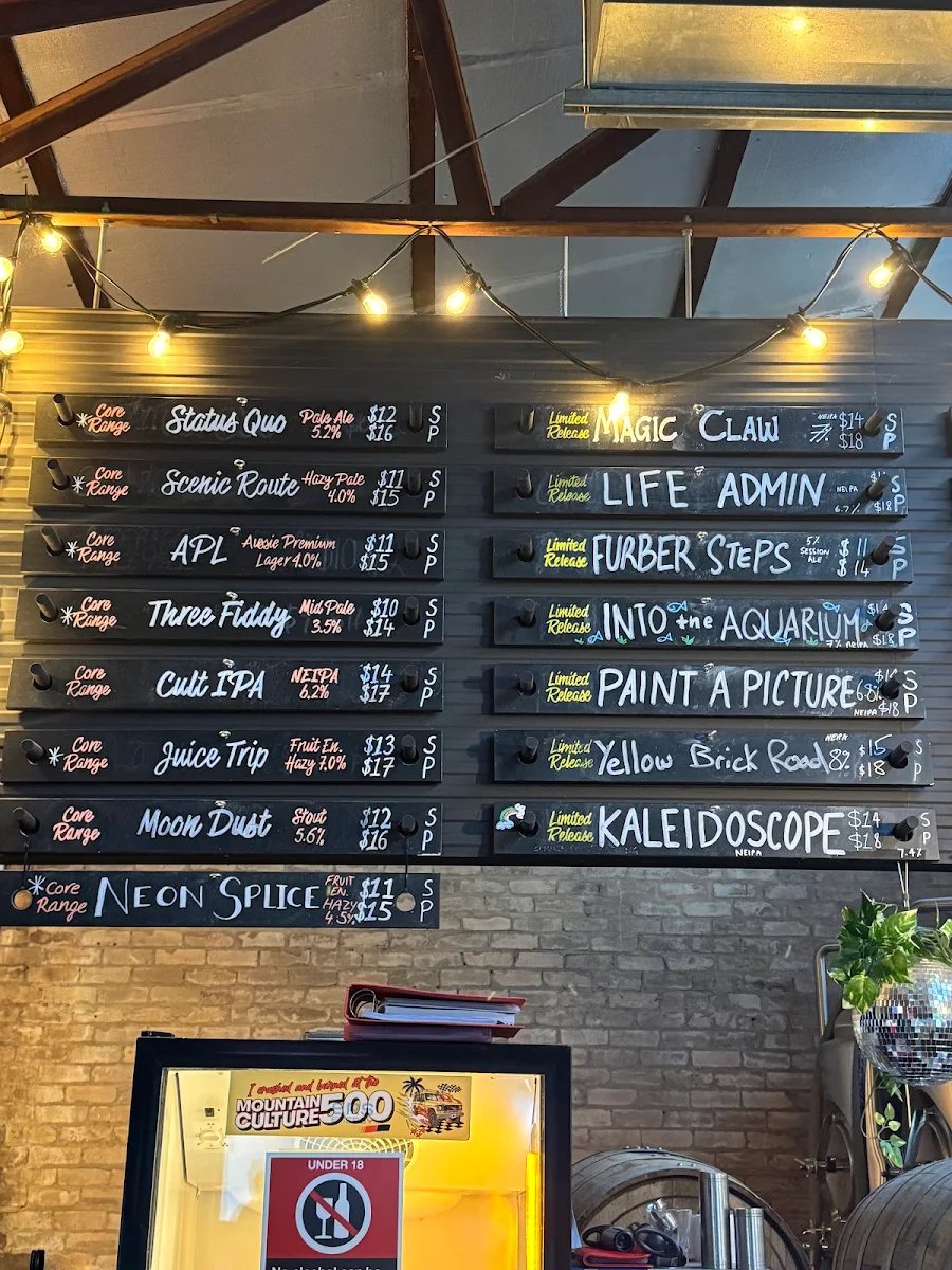 Menu, Mountain Culture Brewery - Redfern