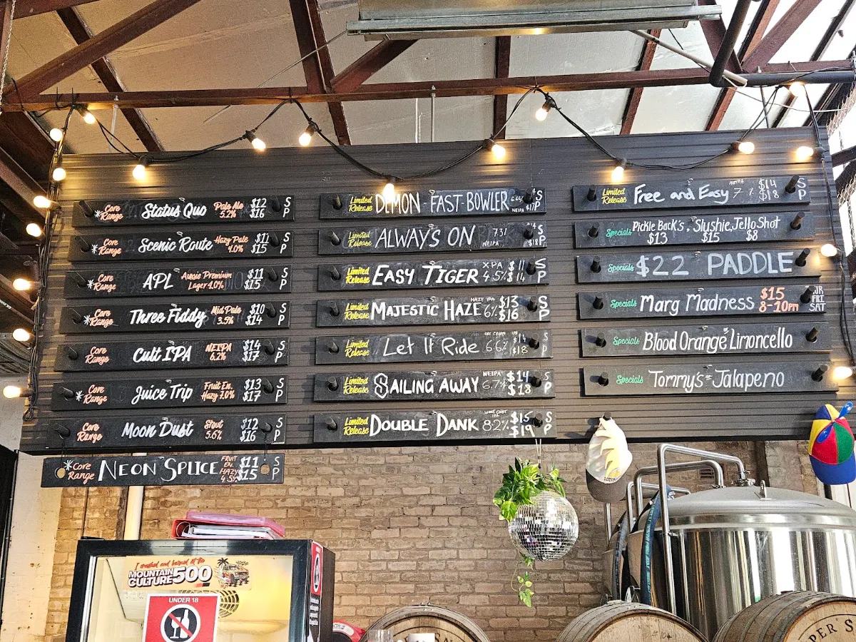 Menu, Mountain Culture Brewery - Redfern