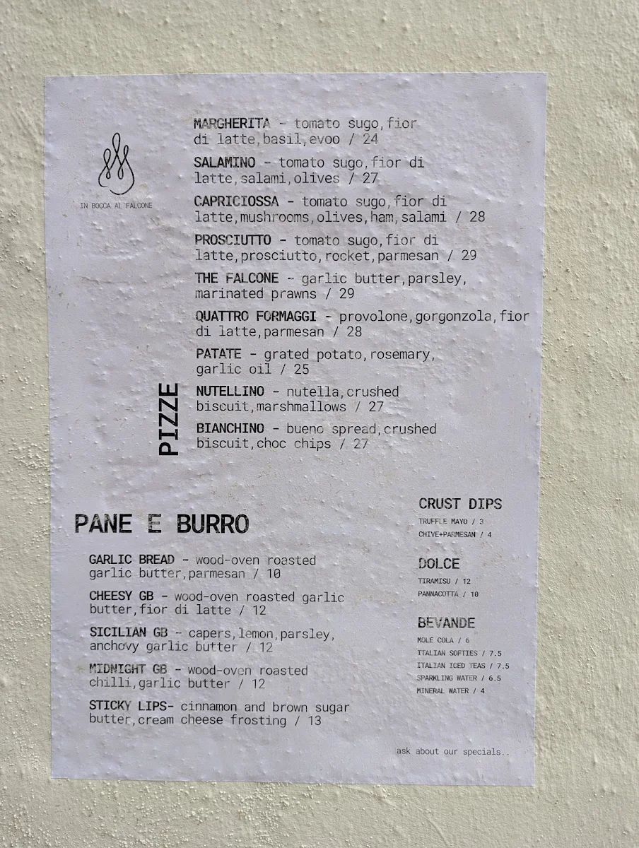 Menu, Falcone