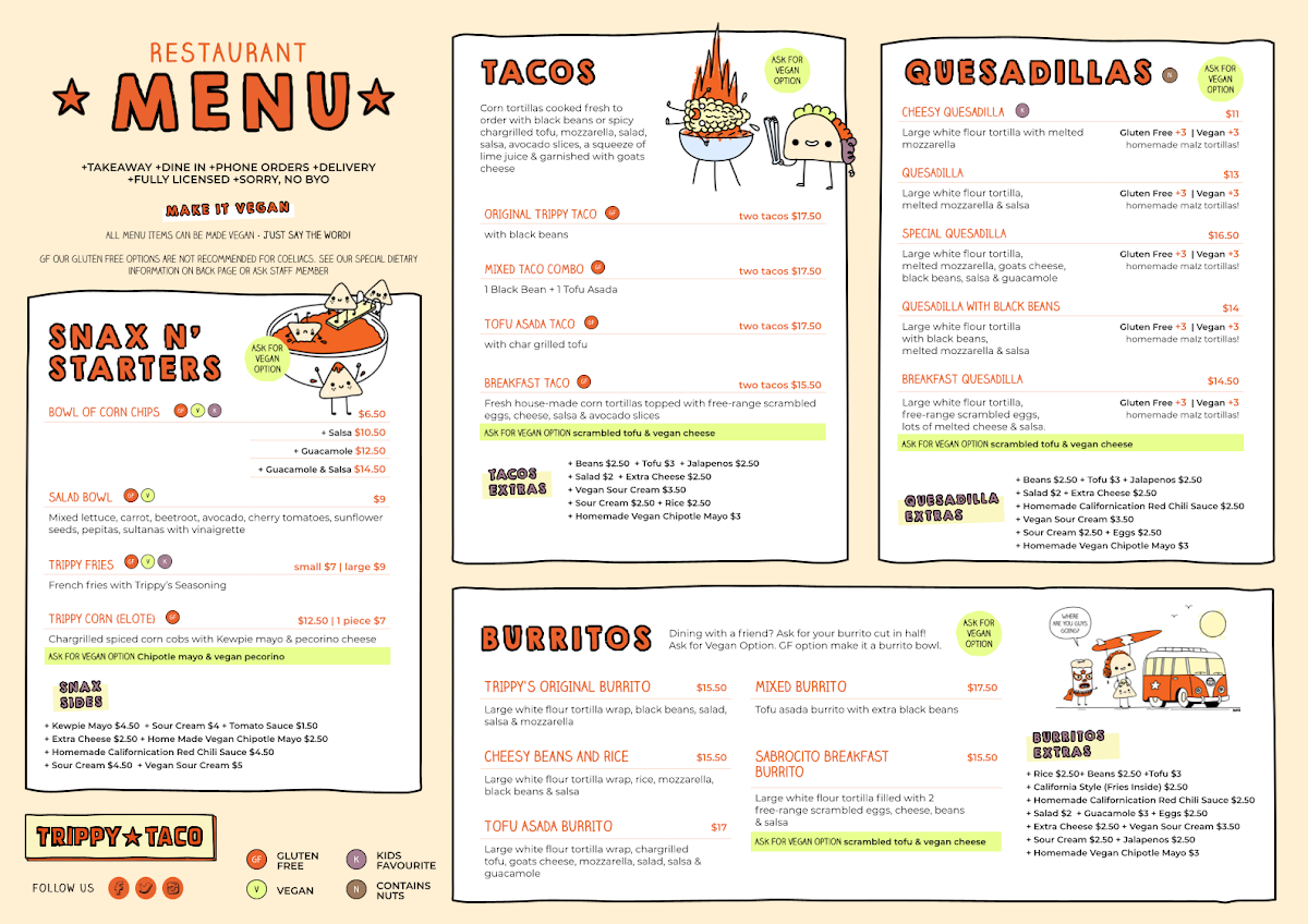 Menu, Trippy Taco
