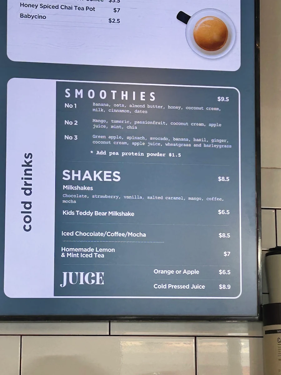 Menu, Factory Espresso