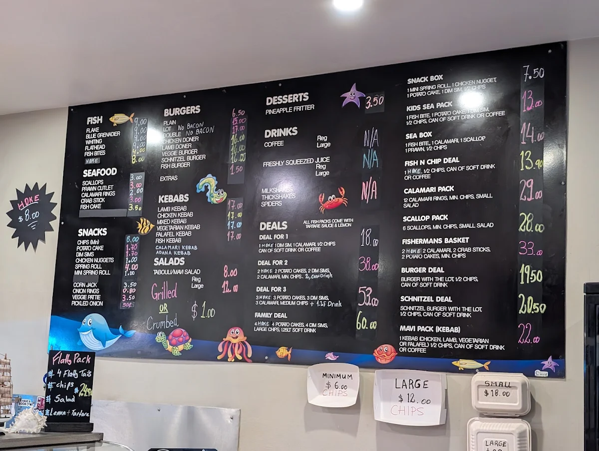 Menu, Mavi Fish & Chips