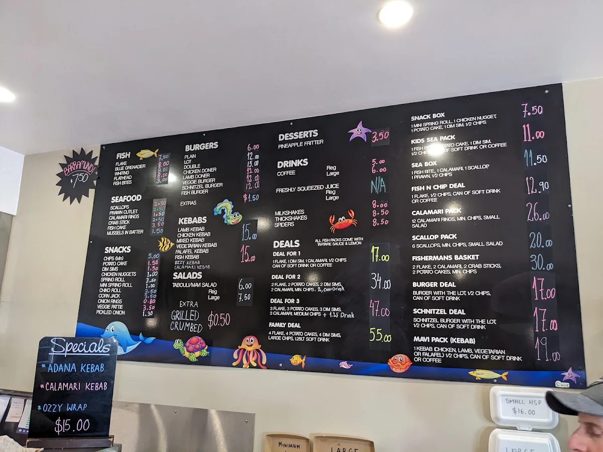 Menu, Mavi Fish & Chips