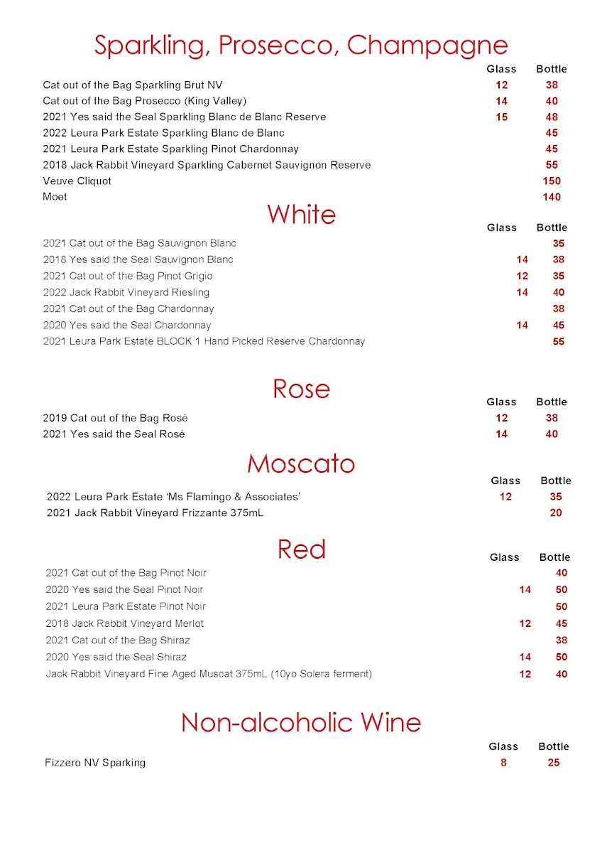 Menu, Flying Brick Cider Co