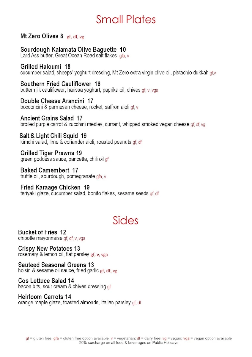 Menu, Flying Brick Cider Co