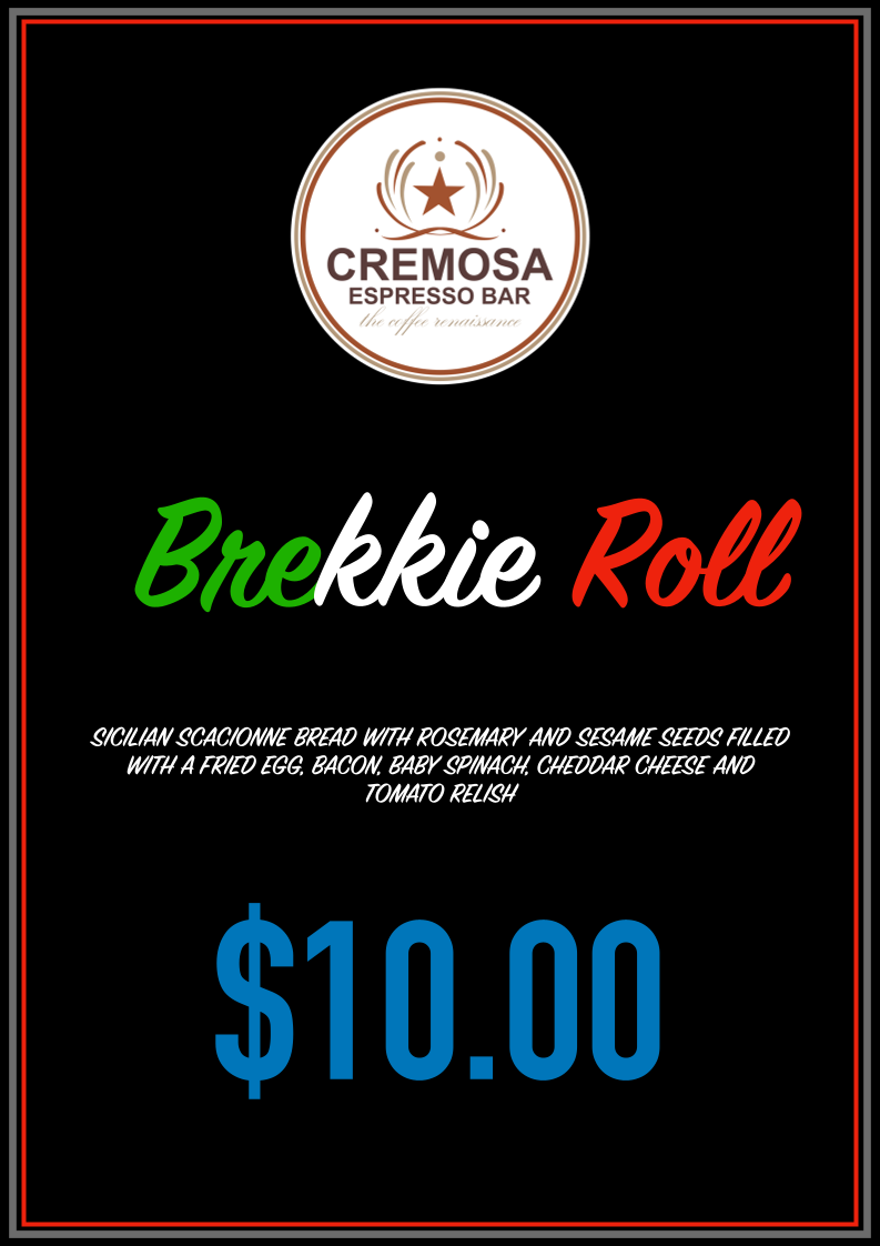 Menu, Cremosa Espresso Bars