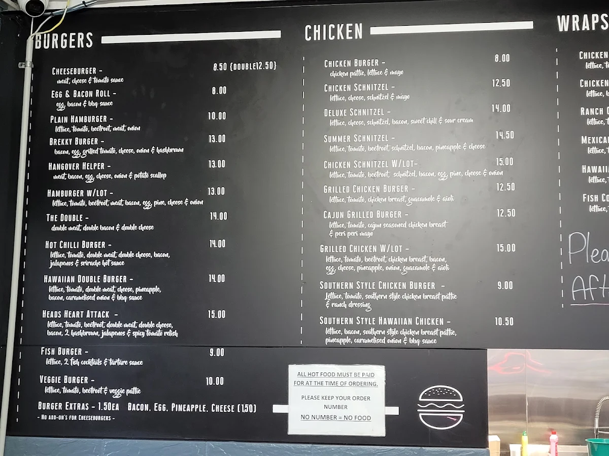 Menu, Heads Takeaway