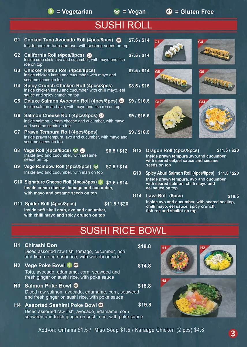 Menu, Kei Japanese Restaurant
