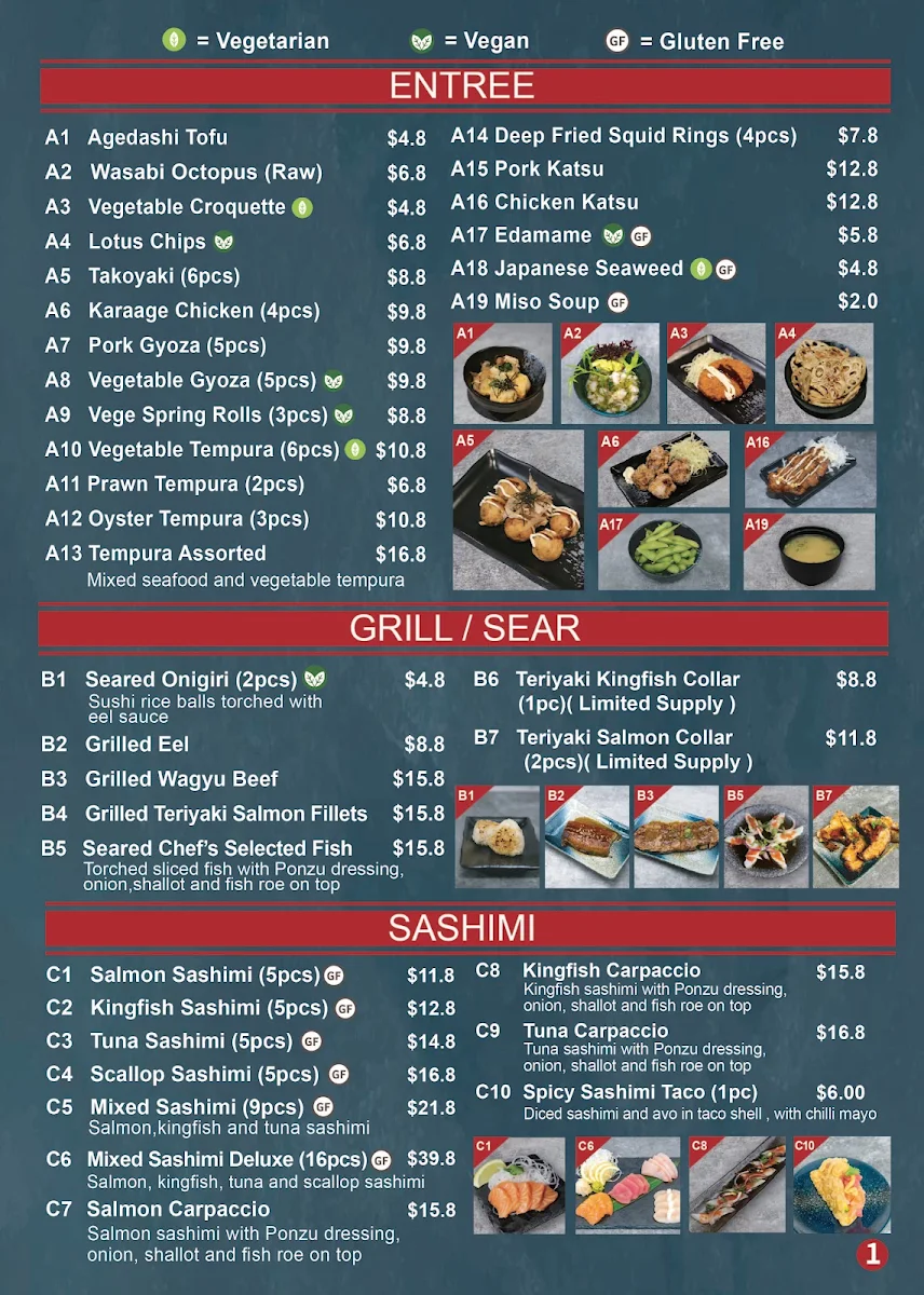 Menu, Kei Japanese Restaurant