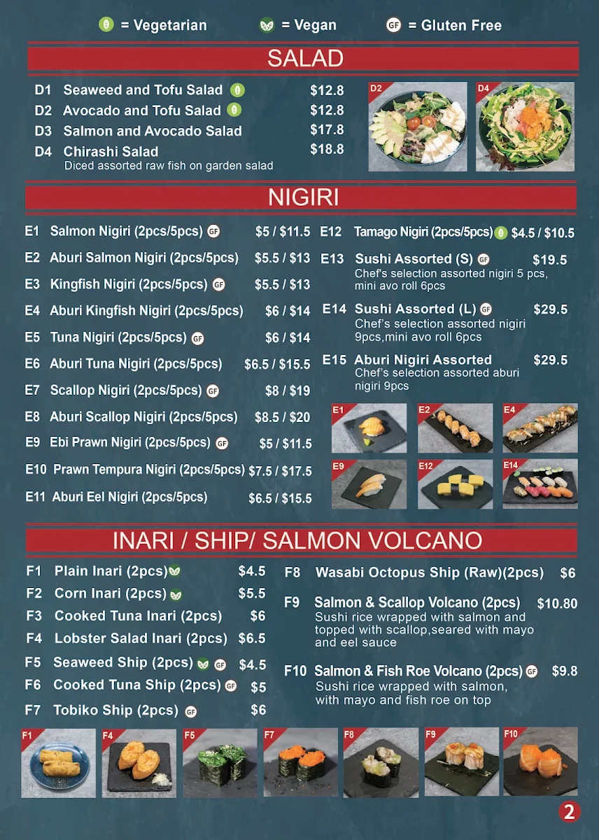 Menu, Kei Japanese Restaurant