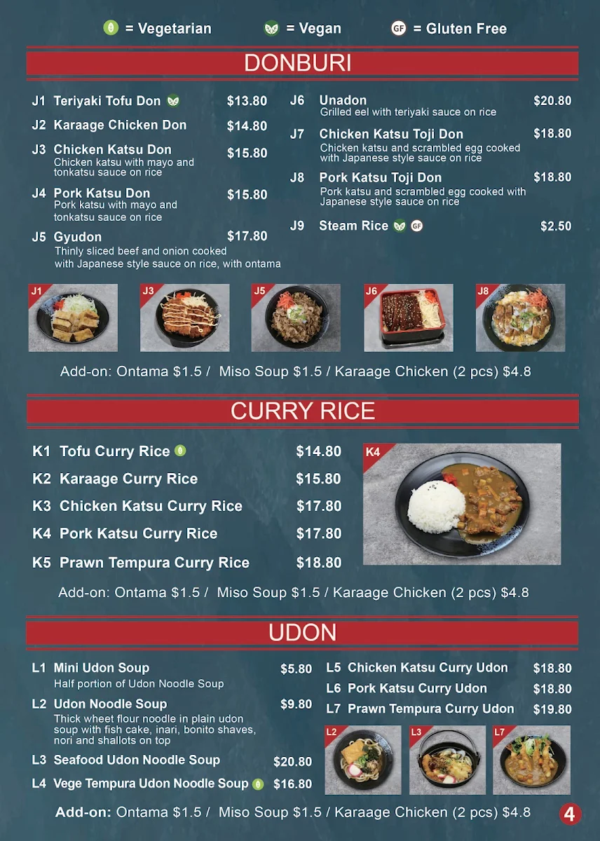 Menu, Kei Japanese Restaurant