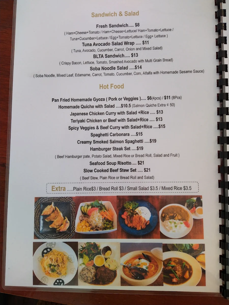 Menu, L'eclair Patisserie