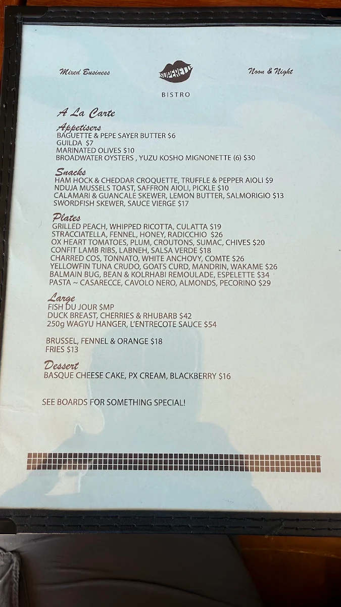Menu, Bar Superette
