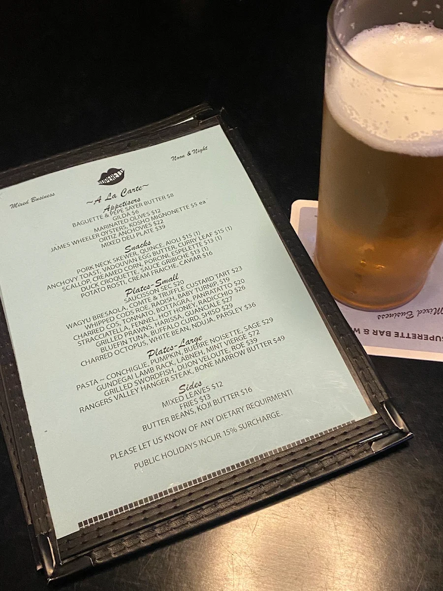 Menu, Bar Superette