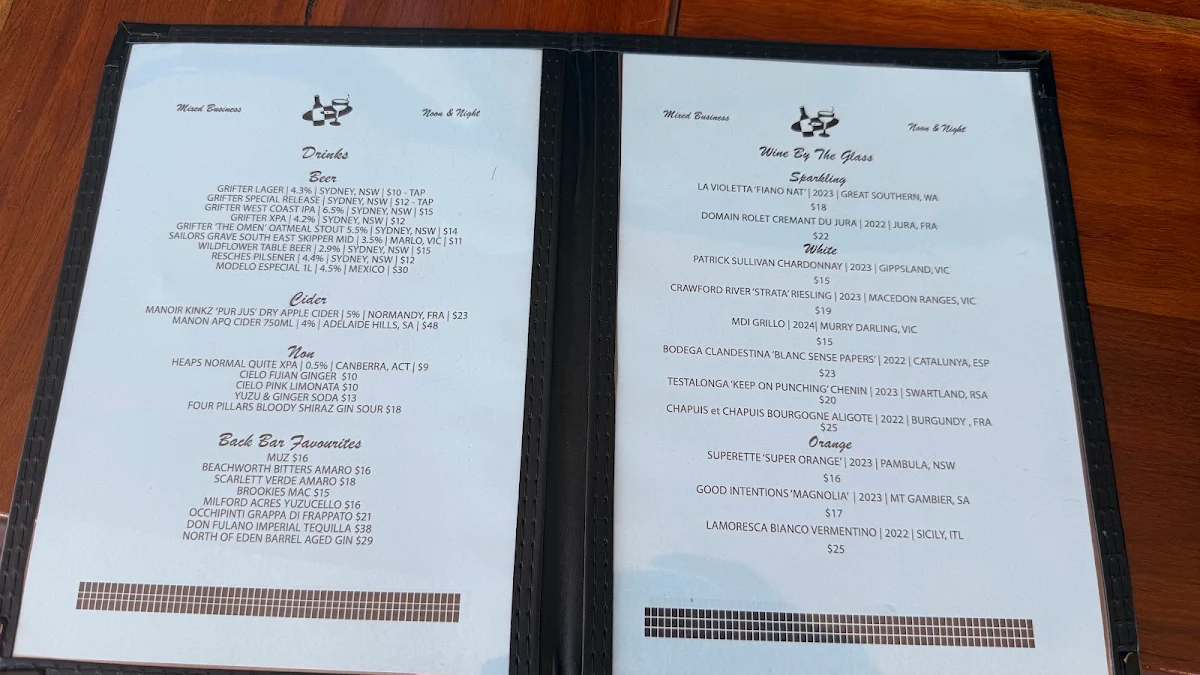 Menu, Bar Superette