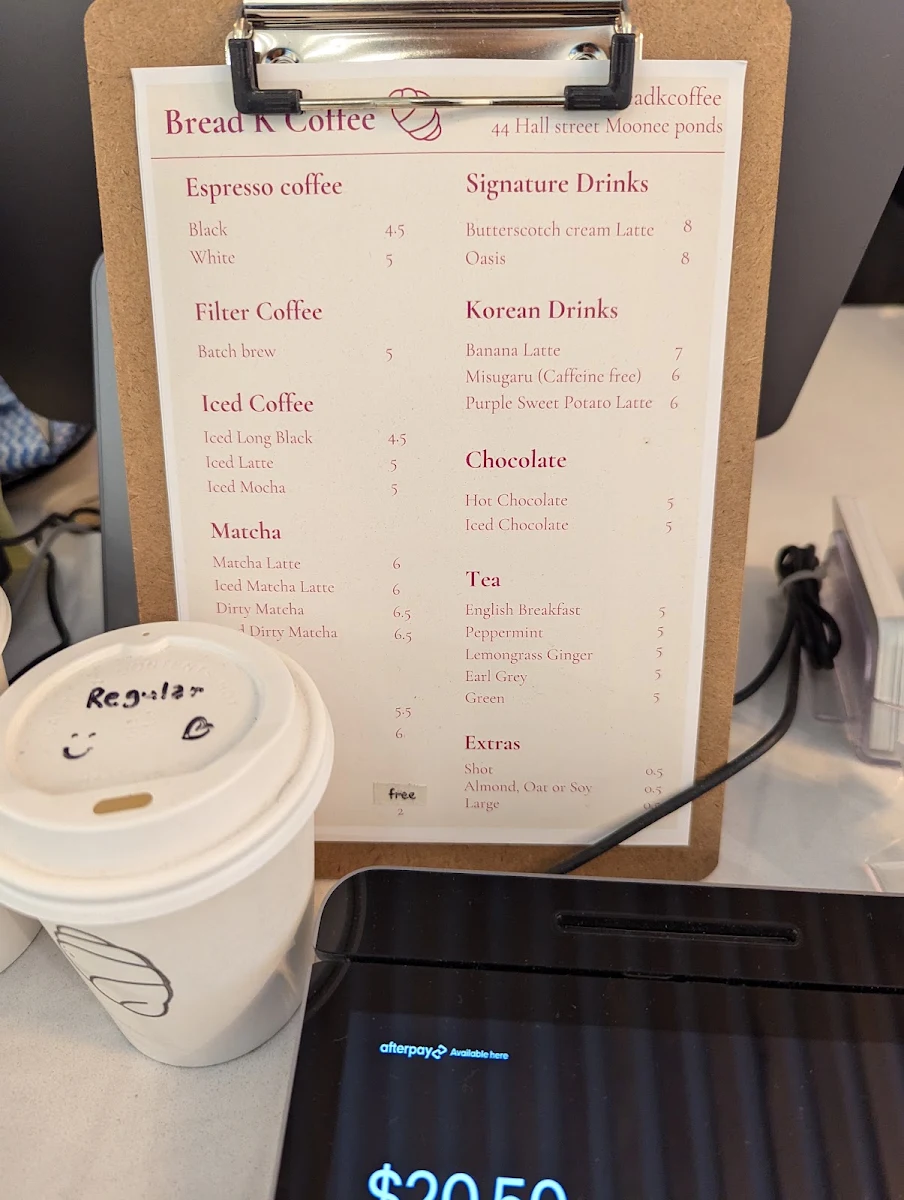 Menu, BREAD K