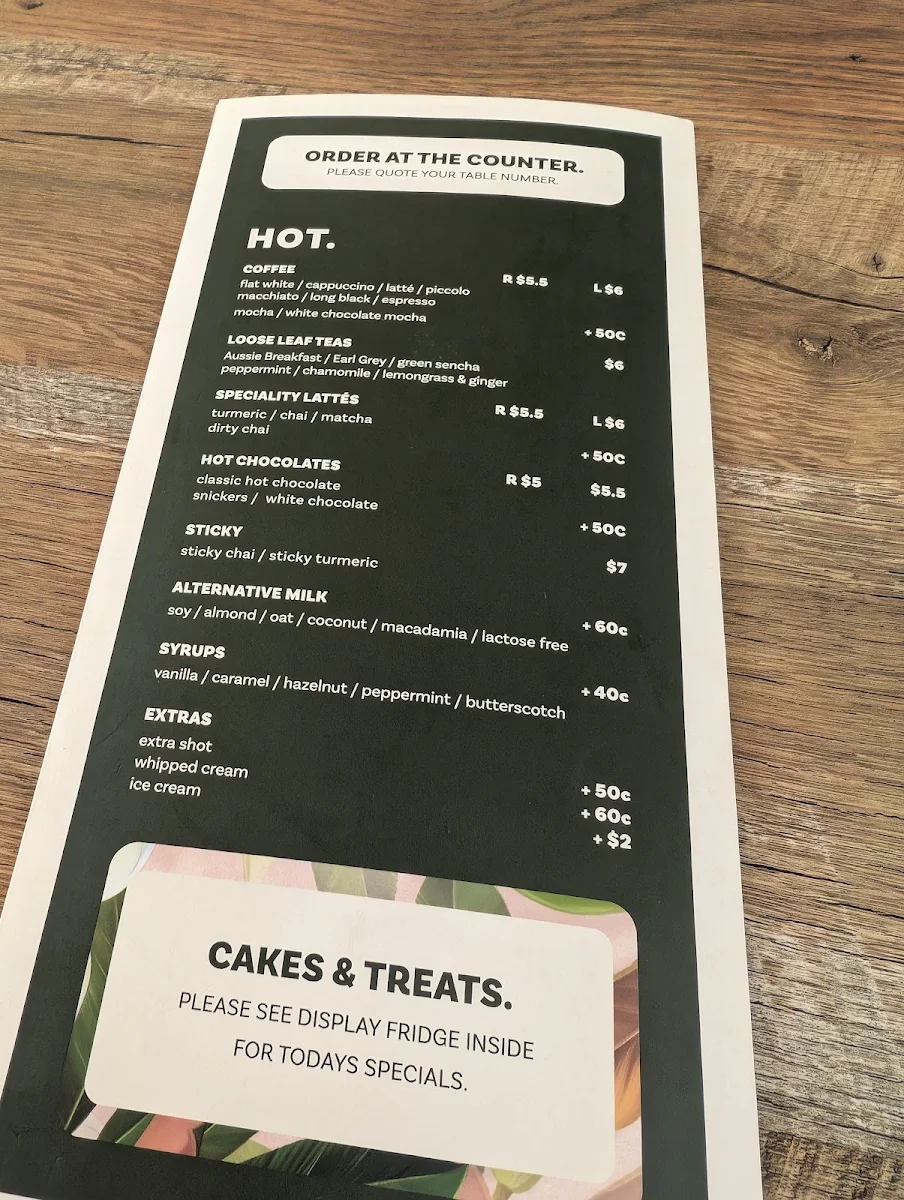 Menu, Magnolia. Nelson Bay
