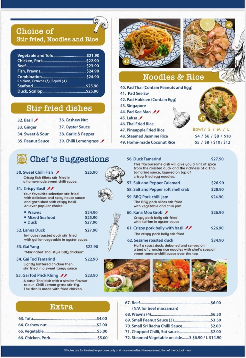 Menu, Lanna House Thai Restaurant