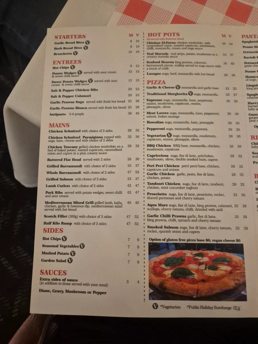Menu, Bistro 1156