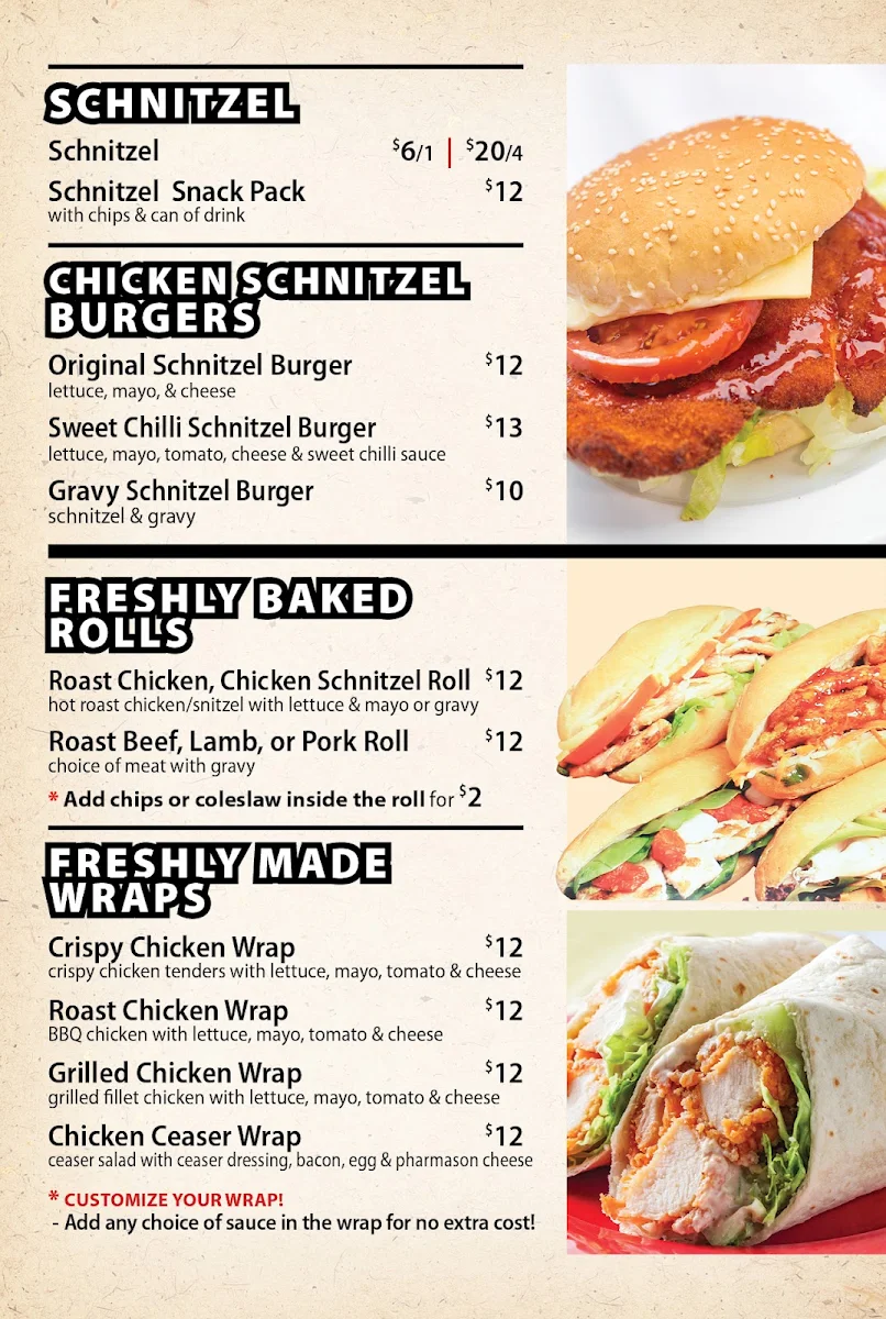 Menu, SpitRoast Kurri Kurri