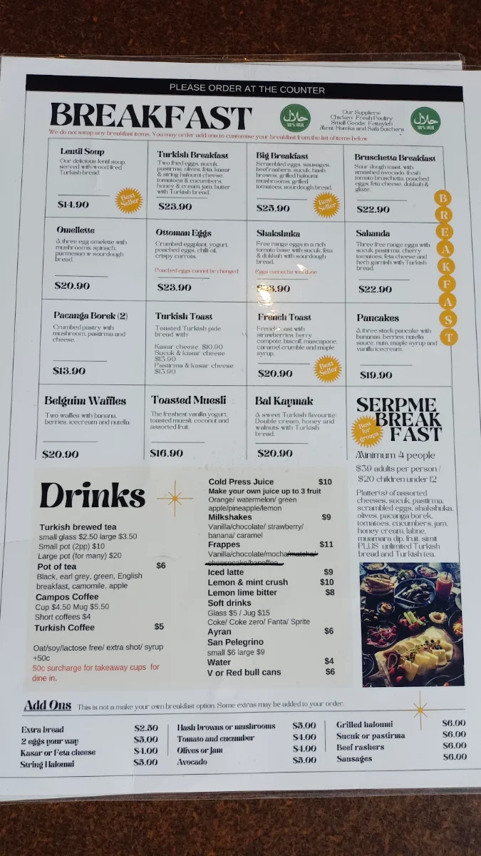 Menu, Cook & Co.