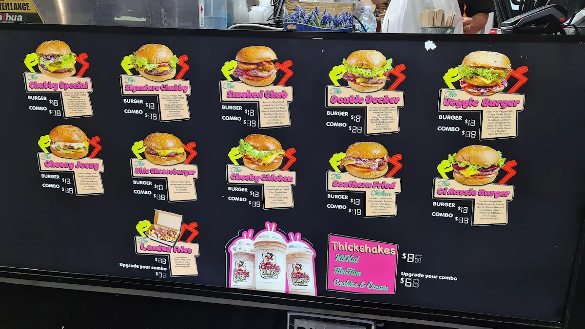 Menu, Chubby Buns Burgers Ryde