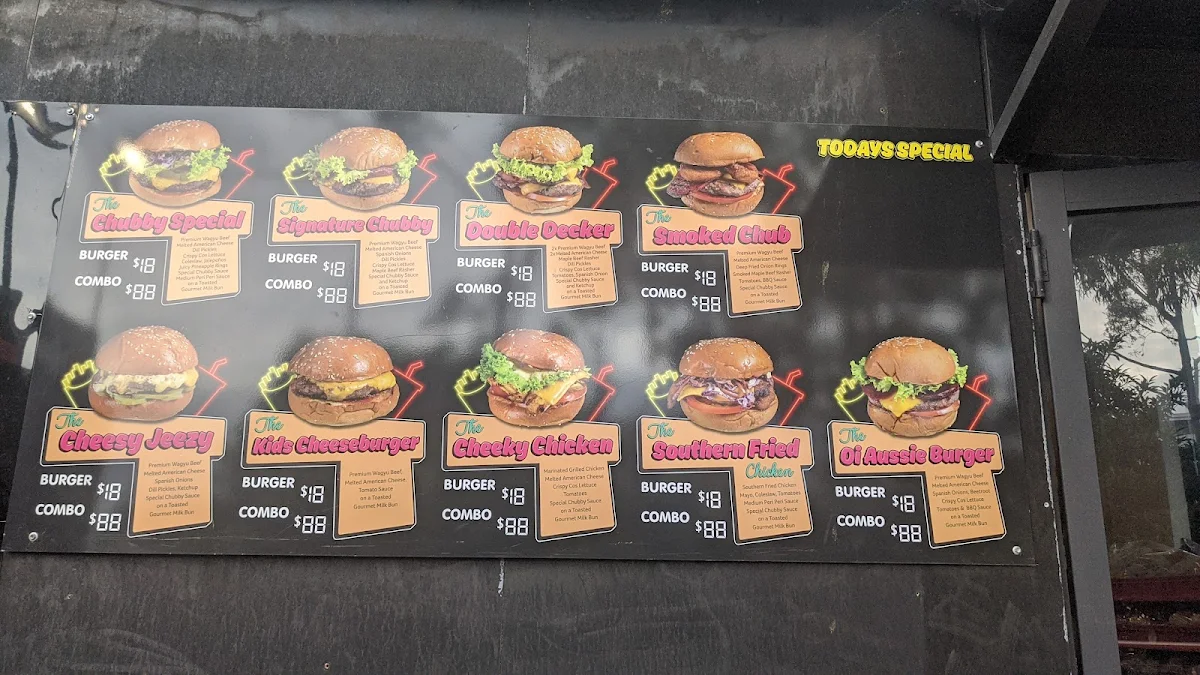 Menu, Chubby Buns Burgers Ryde
