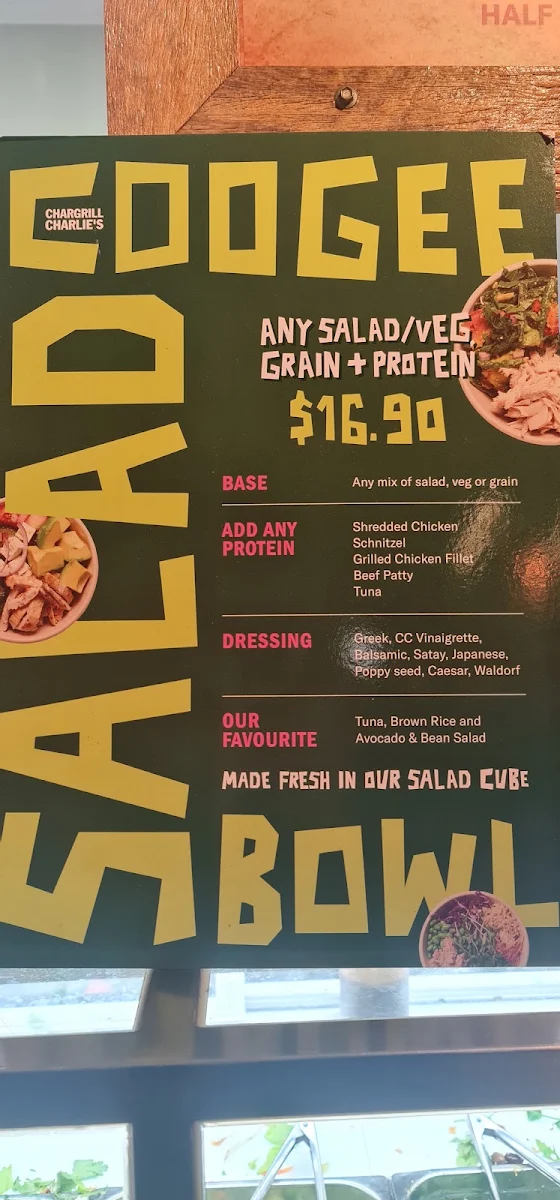 Menu, Chargrill Charlie's Mona Vale