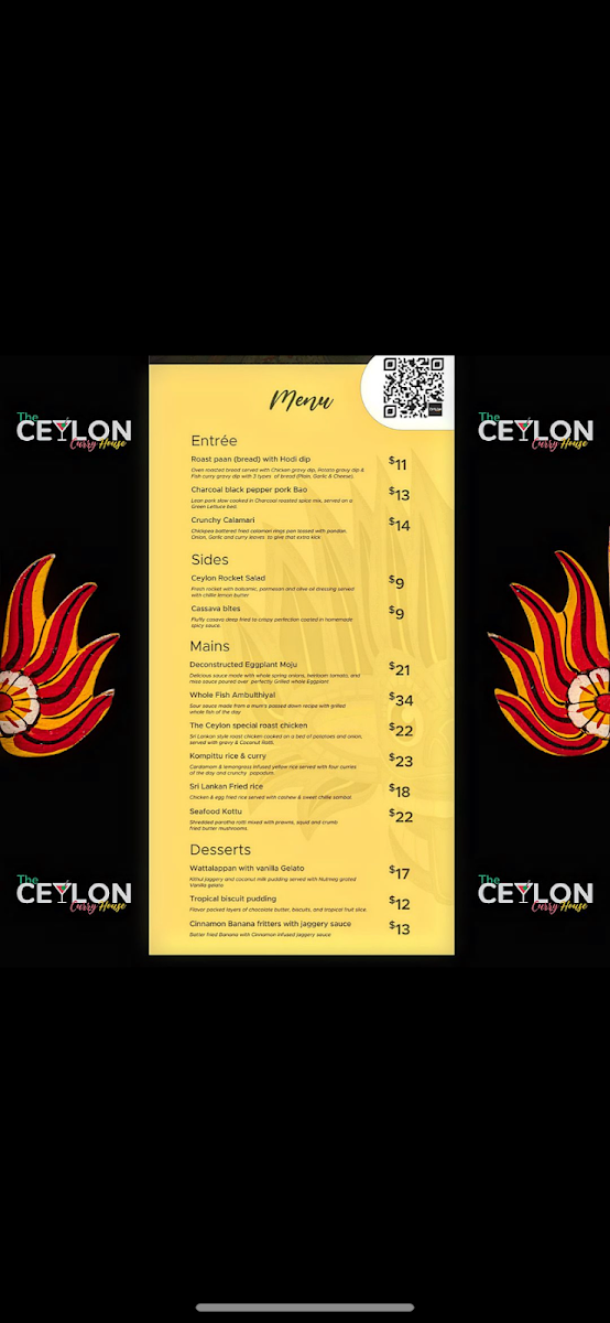 Menu, The Ceylon