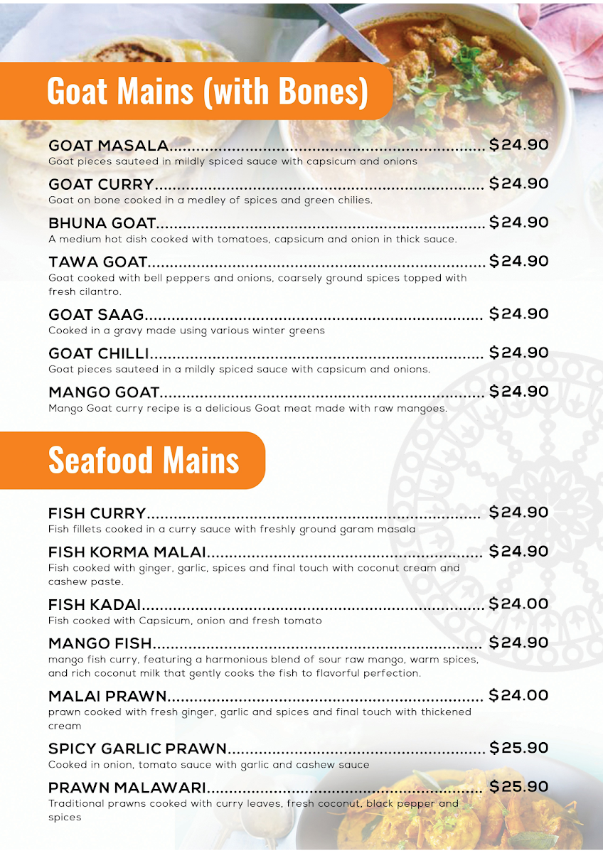 Menu, Sehaj Indian Food and Sweets Gledswood Hills