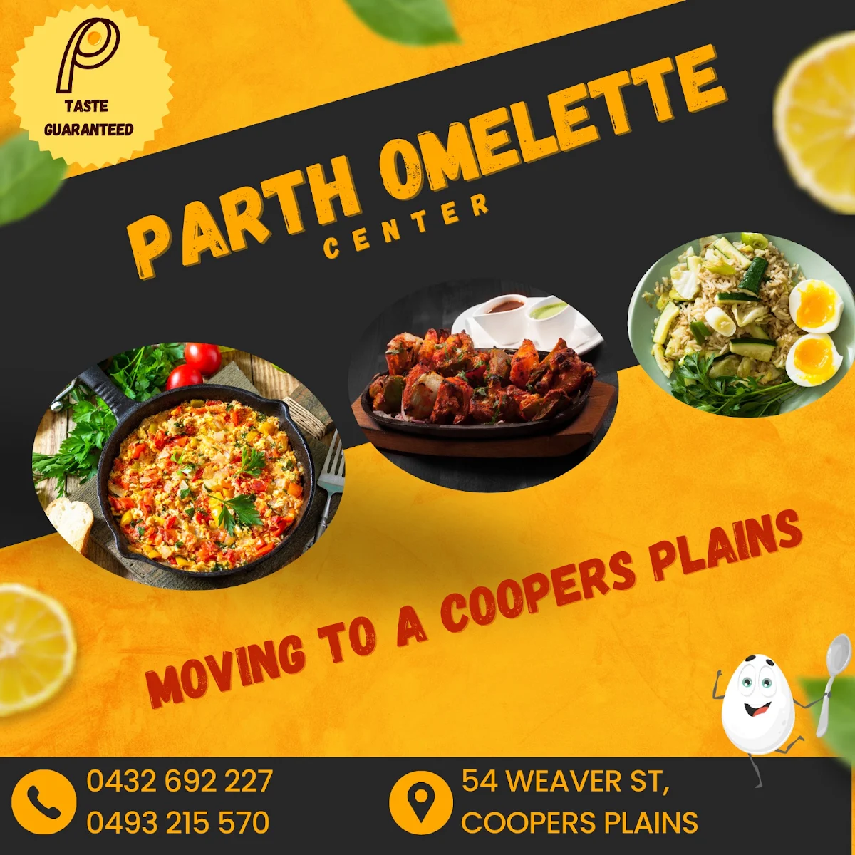 Menu, Parth Omelette Centre