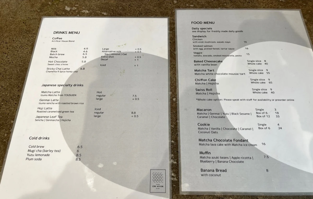 Menu, Cre Asion