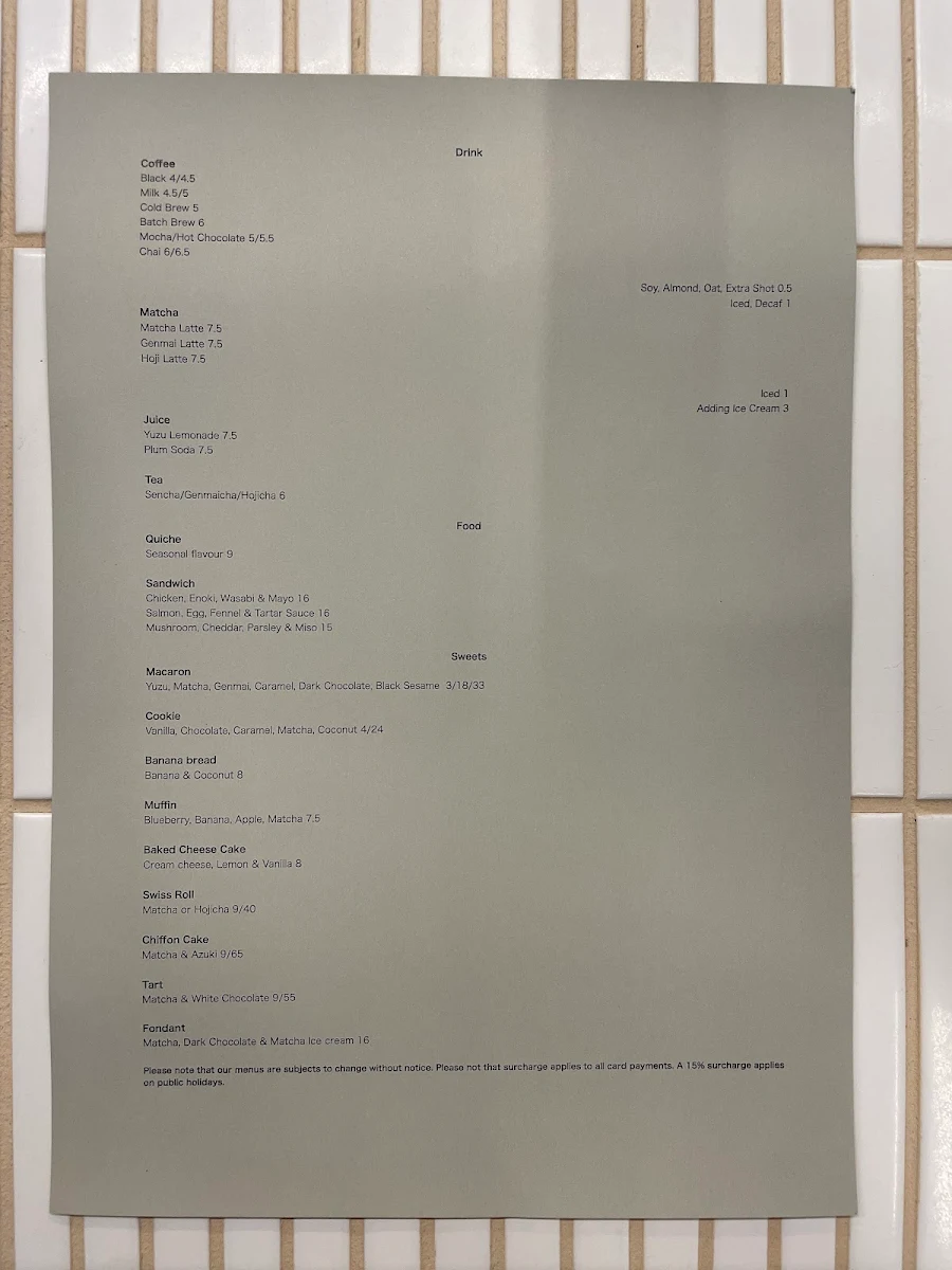Menu, Cre Asion