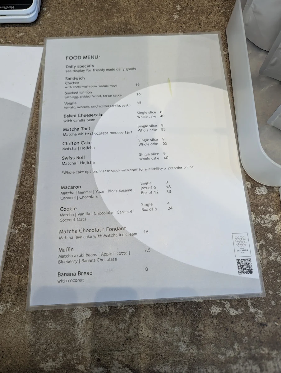 Menu, Cre Asion