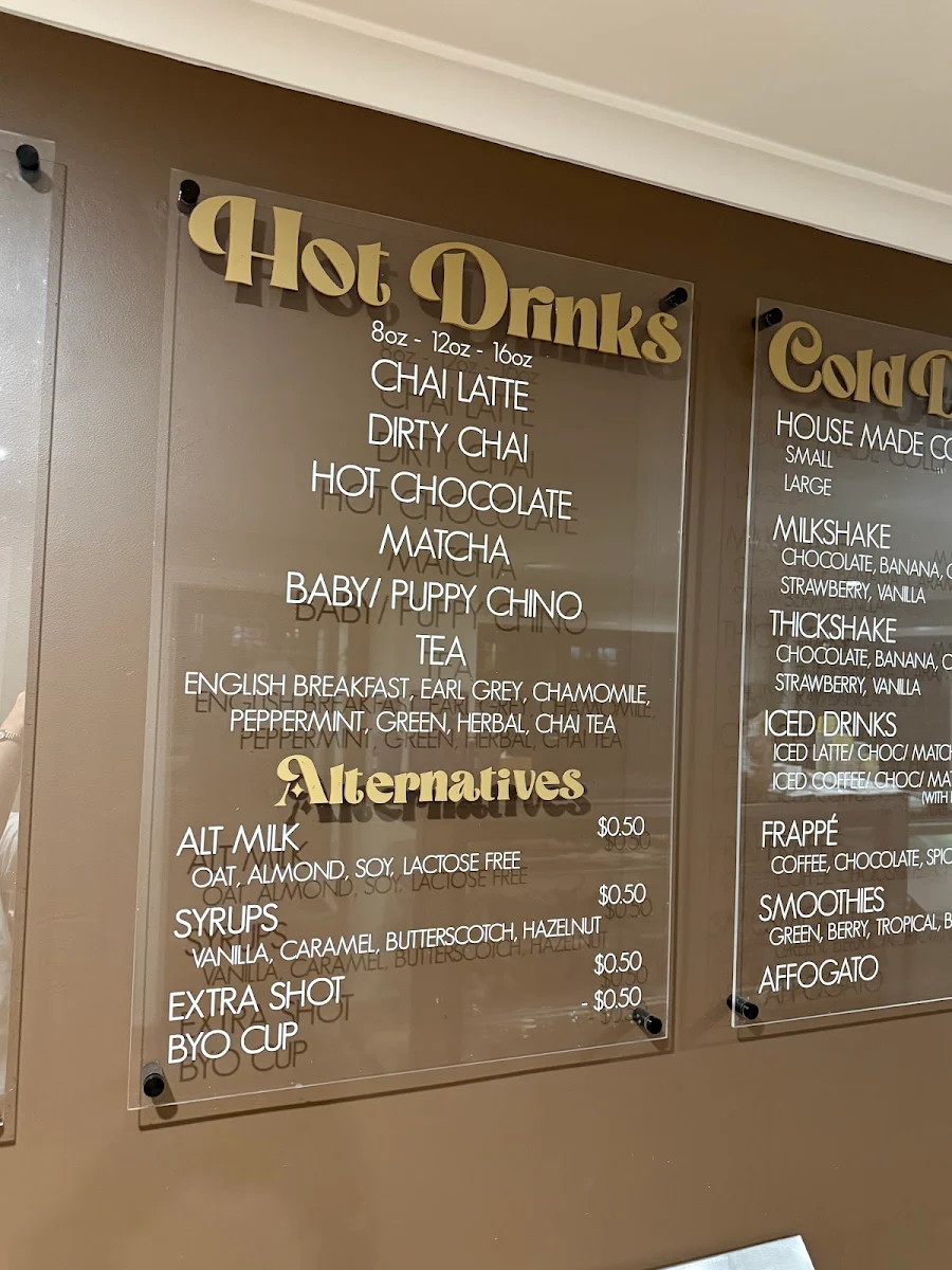 Menu, Barossa Beans and Cream