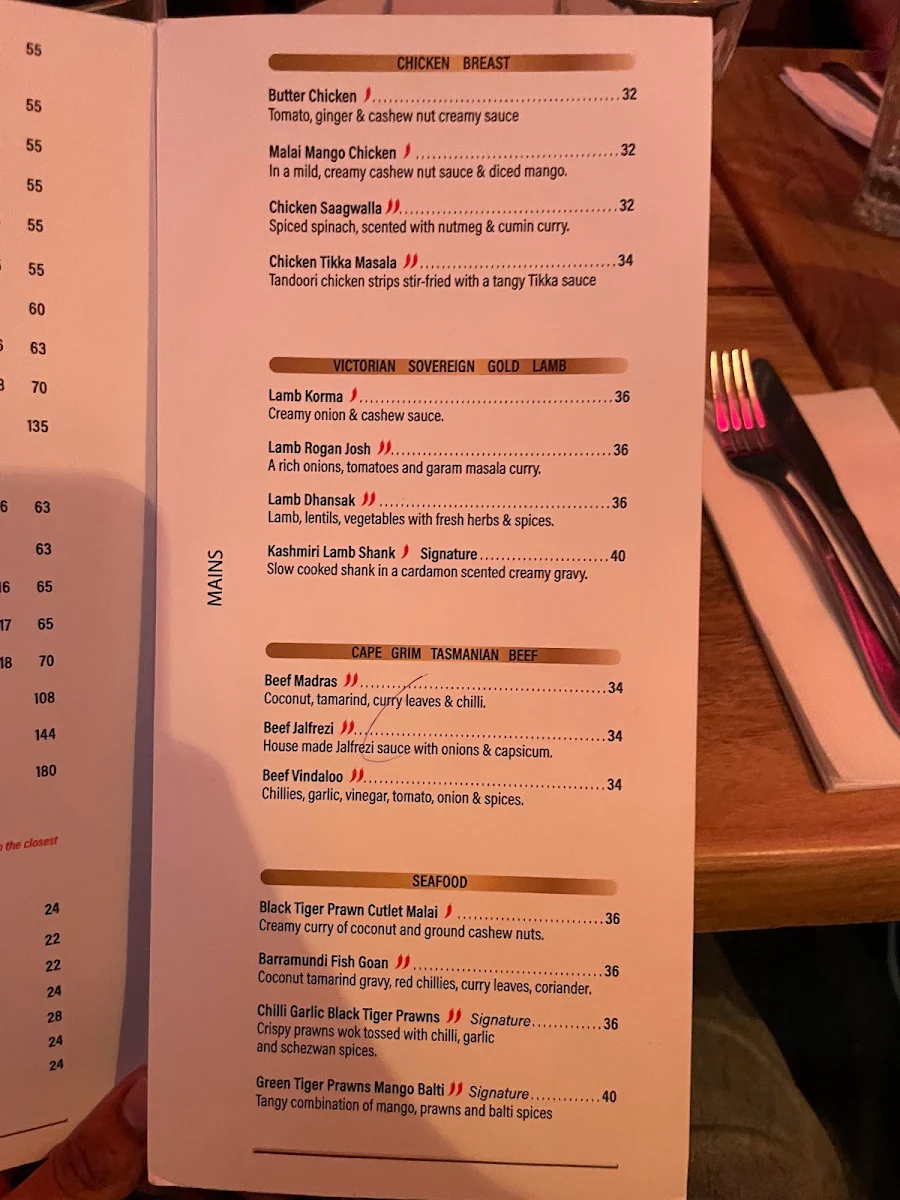 Menu, Kaali Restaurant - Restaurant in Hastings st, Noosa