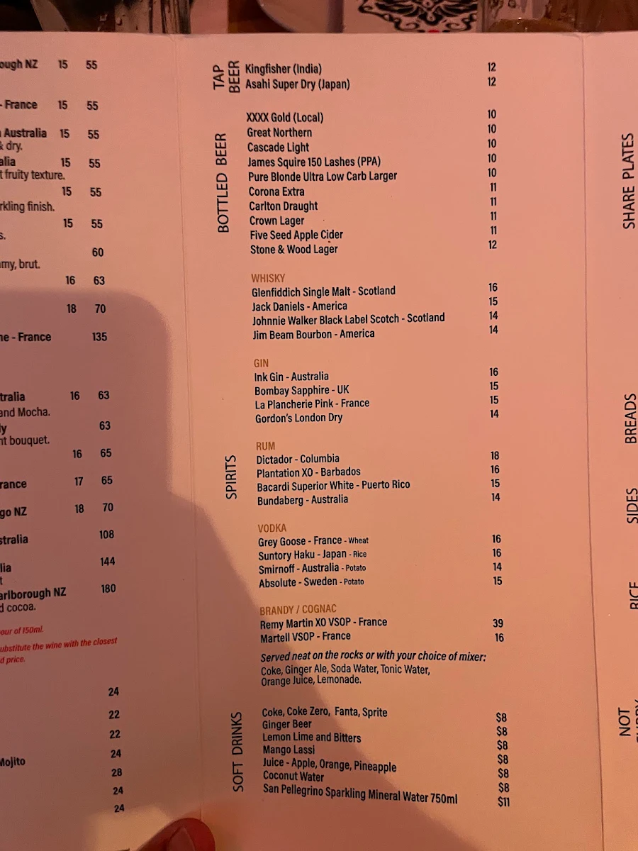 Menu, Kaali Restaurant - Restaurant in Hastings st, Noosa
